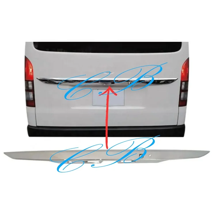 Hiace Van KDH200 Parts Back Door Chrome Trunk Lid Espada Cover Commuter GL Grandia Tailgate License Plate Strip