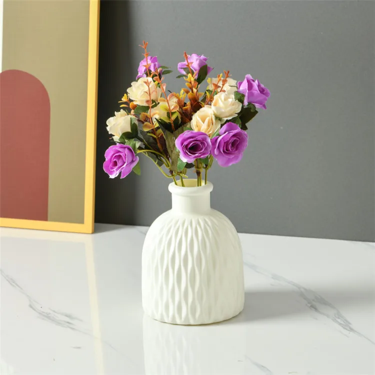 Modern Plastic Flower Vase Plant Artificial Flower Arrangement Container Ornament For Wedding Home Living Room Centerpiece Decor