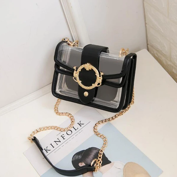 EM497 New model 2021 fashion casual waterproof pvc clear 2 in 1 handbags for women