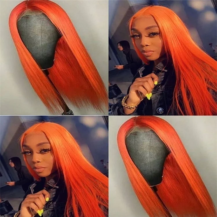Pink Orange Yellow Virgin Hair Colorful Straight Wigs Lace Front Human Hair Wig For Women Brazilian hair in China