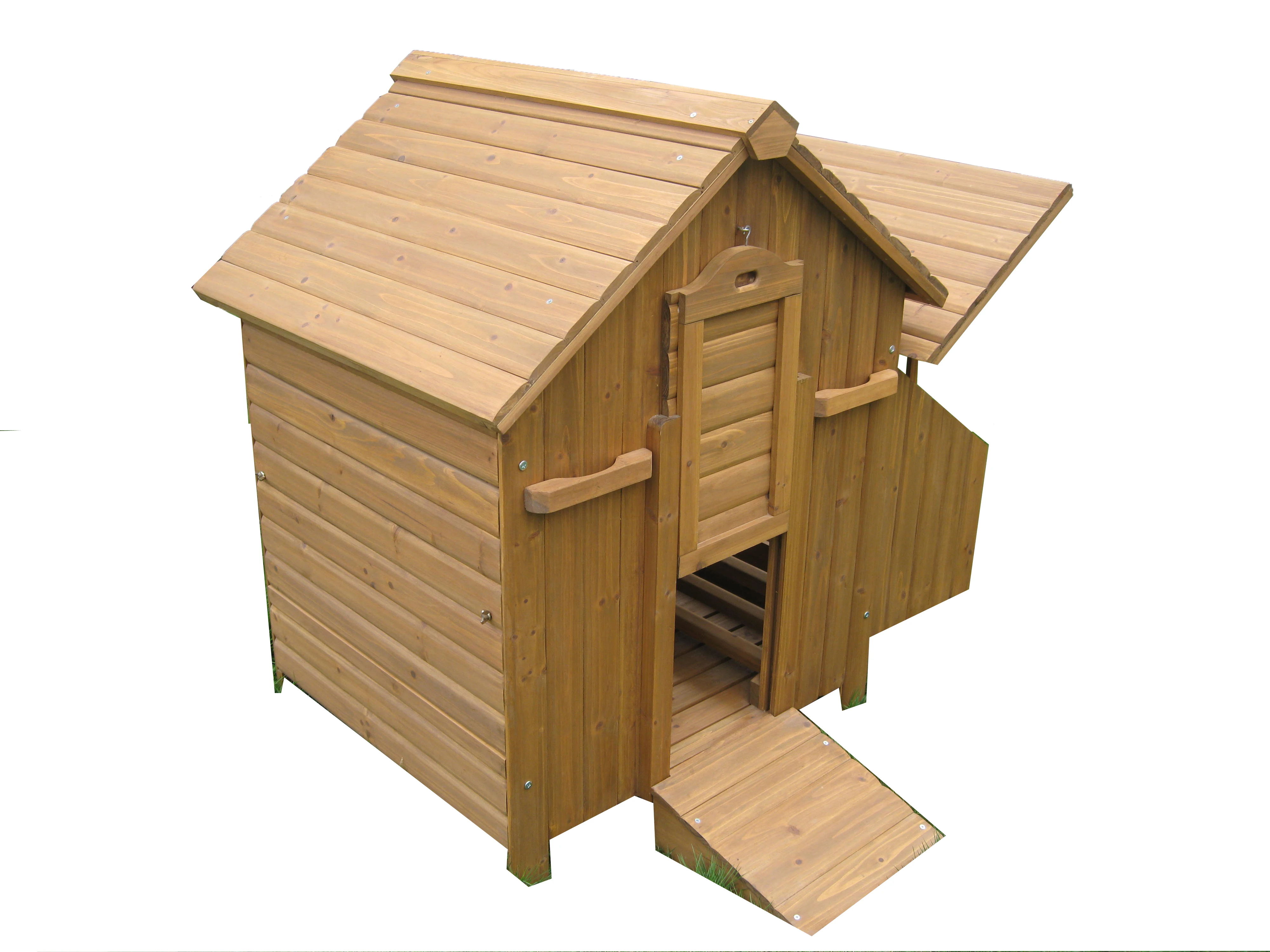 Factory Custom HALF MOON HOBBIT STYLE New Design Asphalt Roof Chicken Coop 6 birds Hen House with large Galvanized Wire running