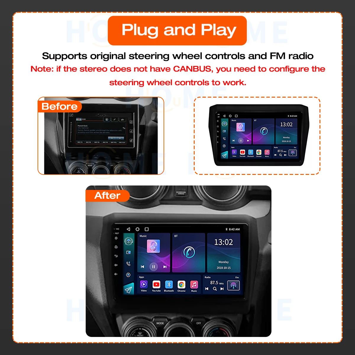 Автомагнитола Carplay 2 Din Android 10 для Suzuki Swift 2017 2018 2019 2021 2023 навигация GPS Мультимедиа по заводской цене