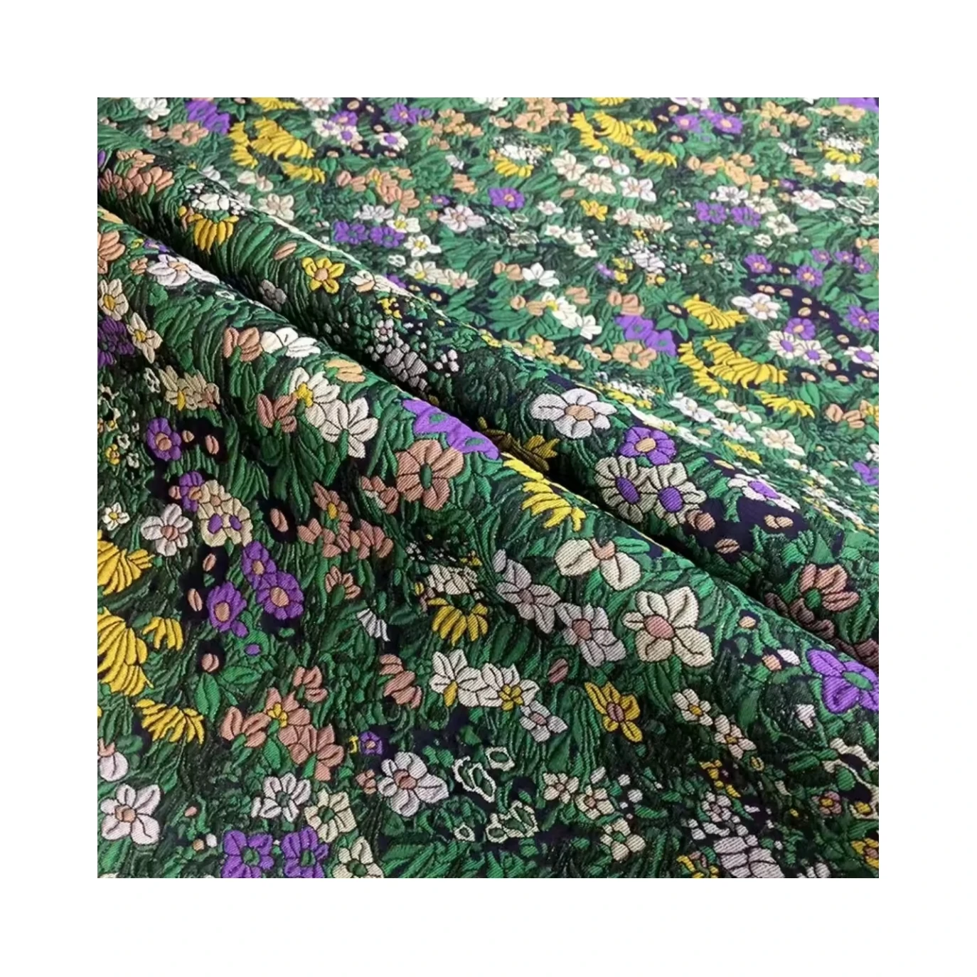 polyester woven large jacquard 3D design vertical relief crepe chrysanthemum jacquard fabric