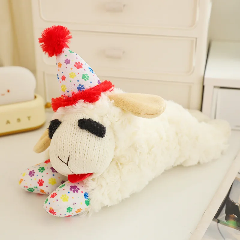 Top Selling Dog Toys Noise Maker Toy White With Red Sheep Plush Dog Toys