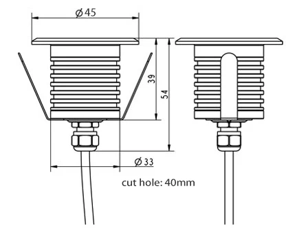 Recessed inground light IP67 Dia45mm 3W DC12-24V