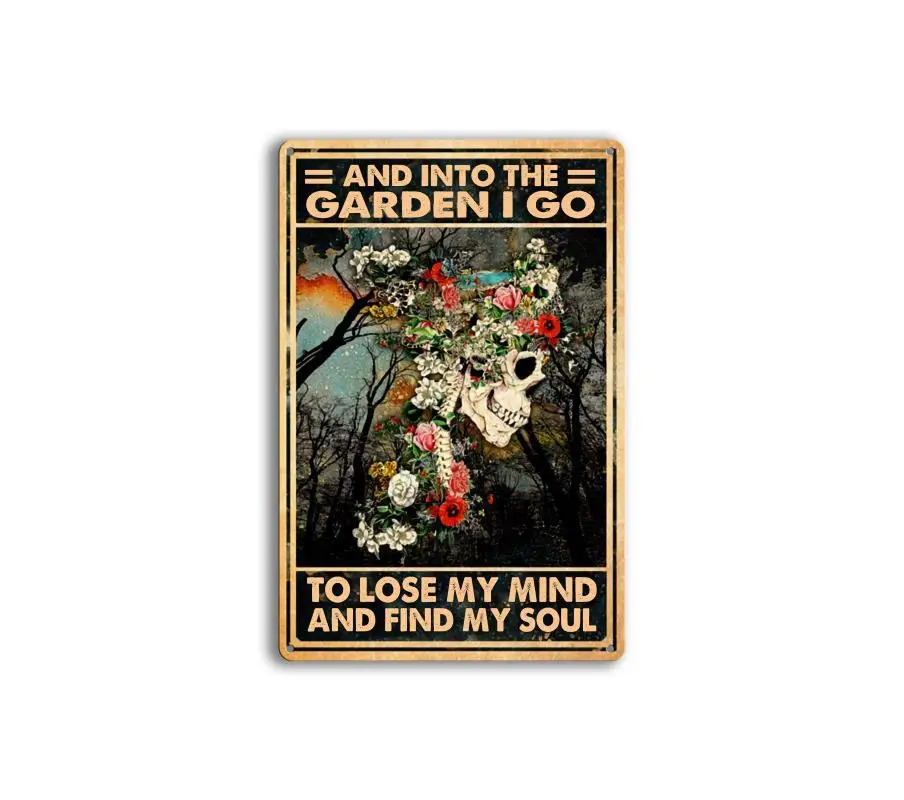 UV Printing Vintage Old Signs Motivating Skeleton Slogan Metal Vintage Tin Sign Custom Designs