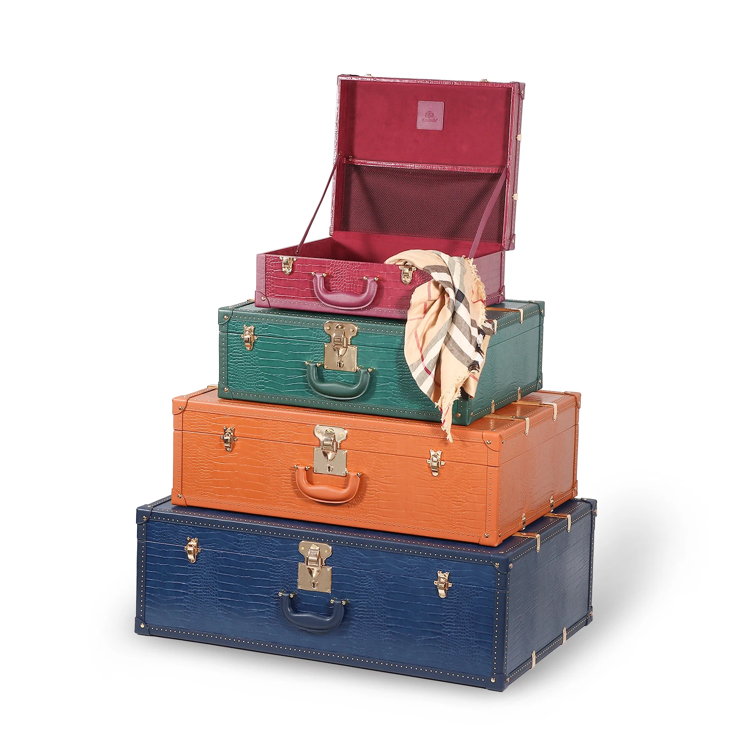 Travelling Customized Carry-On Fashionable Wholesale Luxury Factory Custom Vintage PU Travel Suitcase Leather Luggage Set