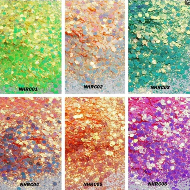 Chameleon Fluorescent Glitter Mix Chunky Wholesale Loose Bulk Packages for Nail Makeup Body Jewelry DIY Glue Resin