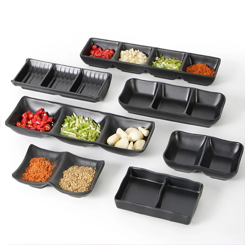 Wholesale Price Japanese Restaurant Melamine Dipping Soy Sauce Dishes Sushi Wasabi Small Sauce Dish Black Frosted Melamine Bowl