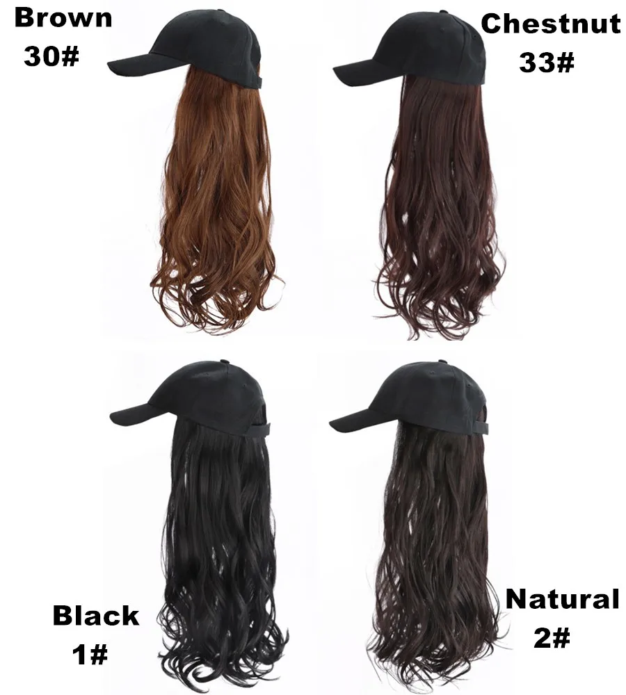 
2019 new design fashion wig ,straight and curly ,many size ,various colors wig with baseball hat 