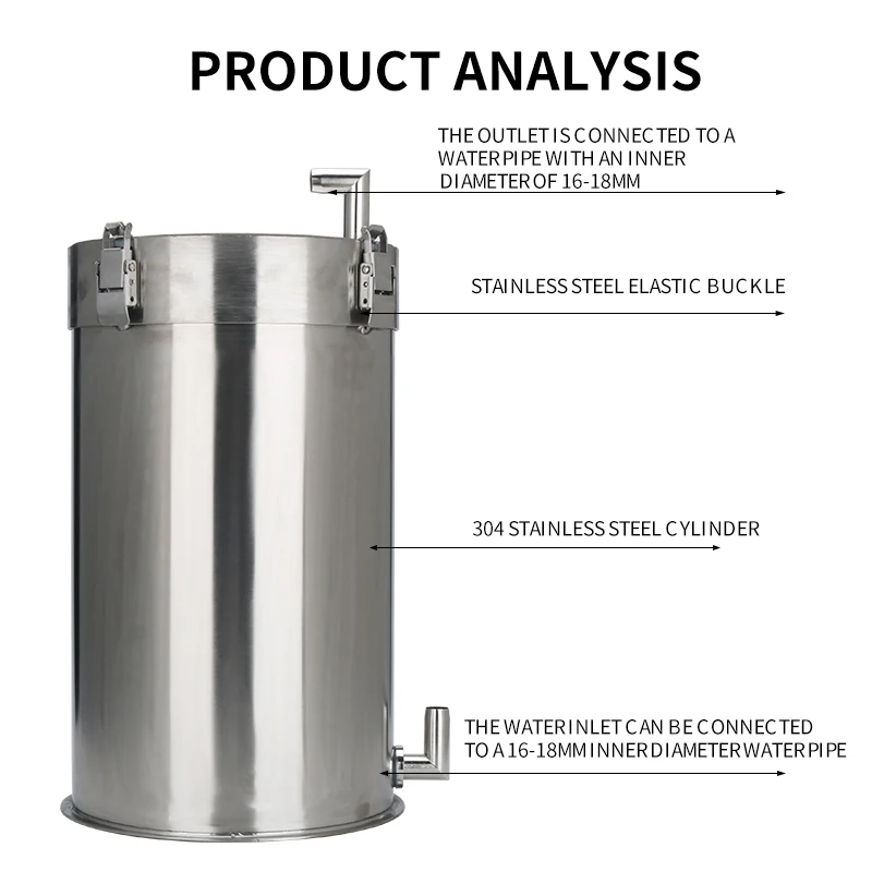 aquarium filter bucket fish filter aquarium with OEM and ODM service Fish tank stainless steel filter External barrel