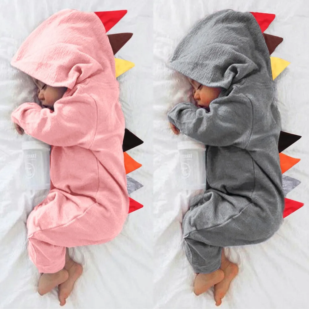 Candy Color Dinosaur Jumpsuits Baby Girl Boy Onesie Rompers Baby Spring Autumn Clothes Solid for 0-24M