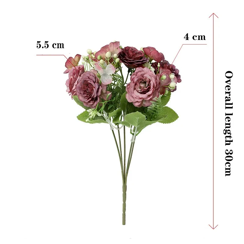 Vintage Artificial Silk Flowers High Quality Autumn Peony Cuckoo Christmas Peony Bouquet Artificial Flower Wedding Decoration
