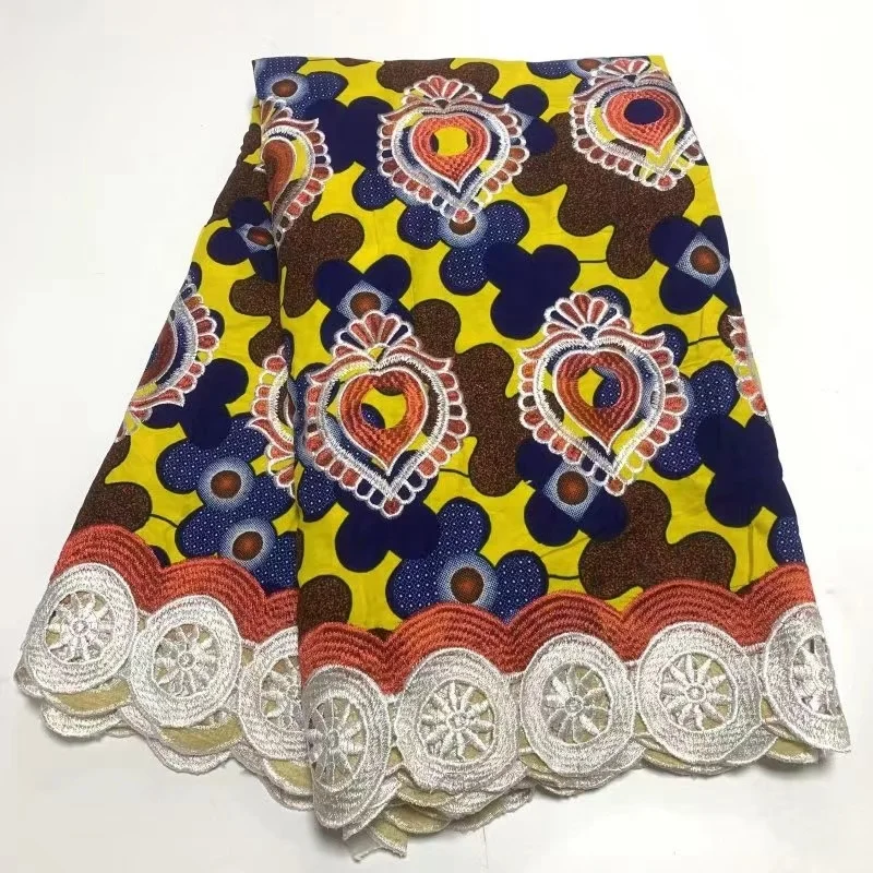 ACI New Arrivals African Wax Print Ankara Lace Fabric 6 Yards In 100% Cotton Soft Quality Embroidery Fabric