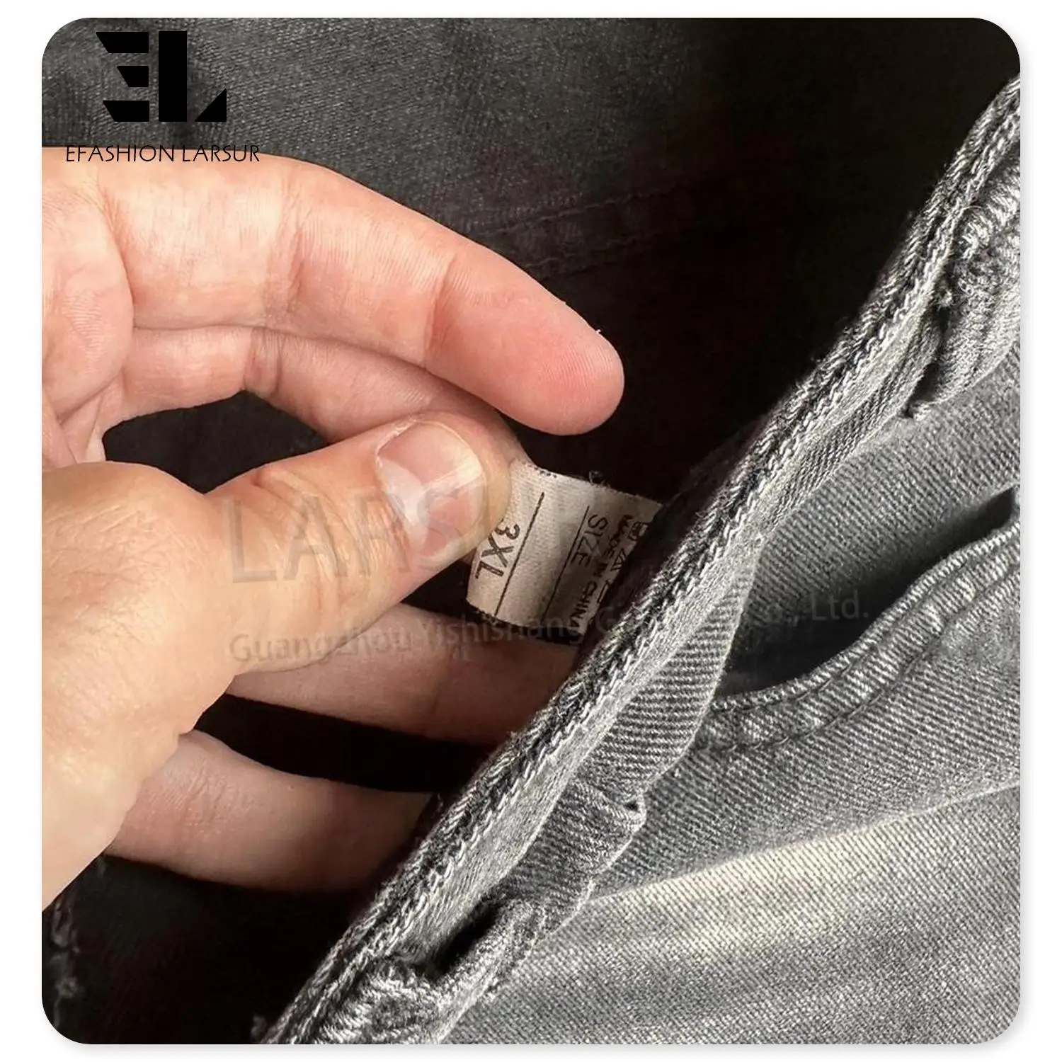 LARSUR Custom denim factory Y2K distressed rave raver baggy flare denim pant wide leg boot cut bell bottom flare loose jeans men