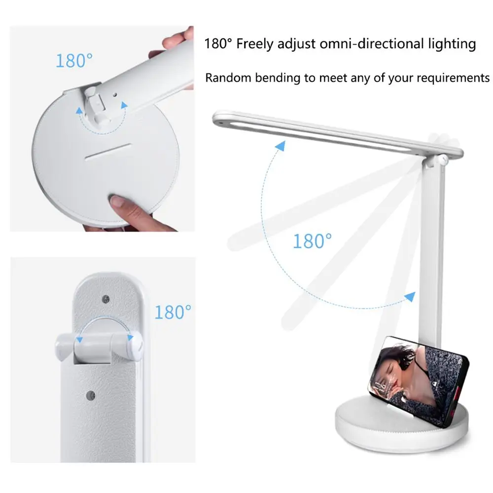 Flexible Dimmable Modern Office Lamp Touch Light Decorate Hotel Reading Study Led Desk Table Lamp With USB and holder