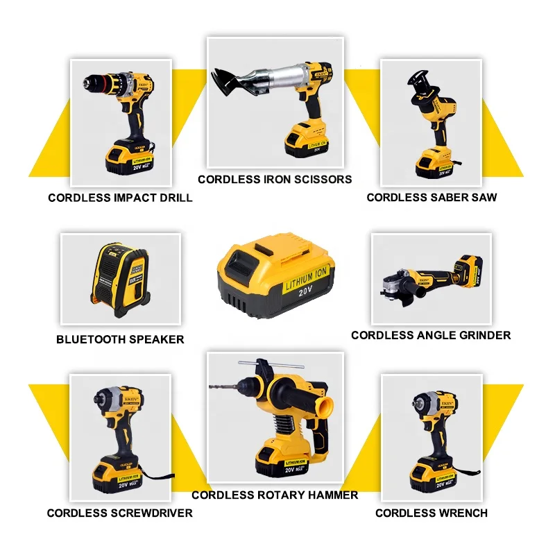 Best quality 20V max 18v 21v 2.0A 4.0A 3000mA 6.0A  brushless 11-tools  tool sets power tools combo kit cordless