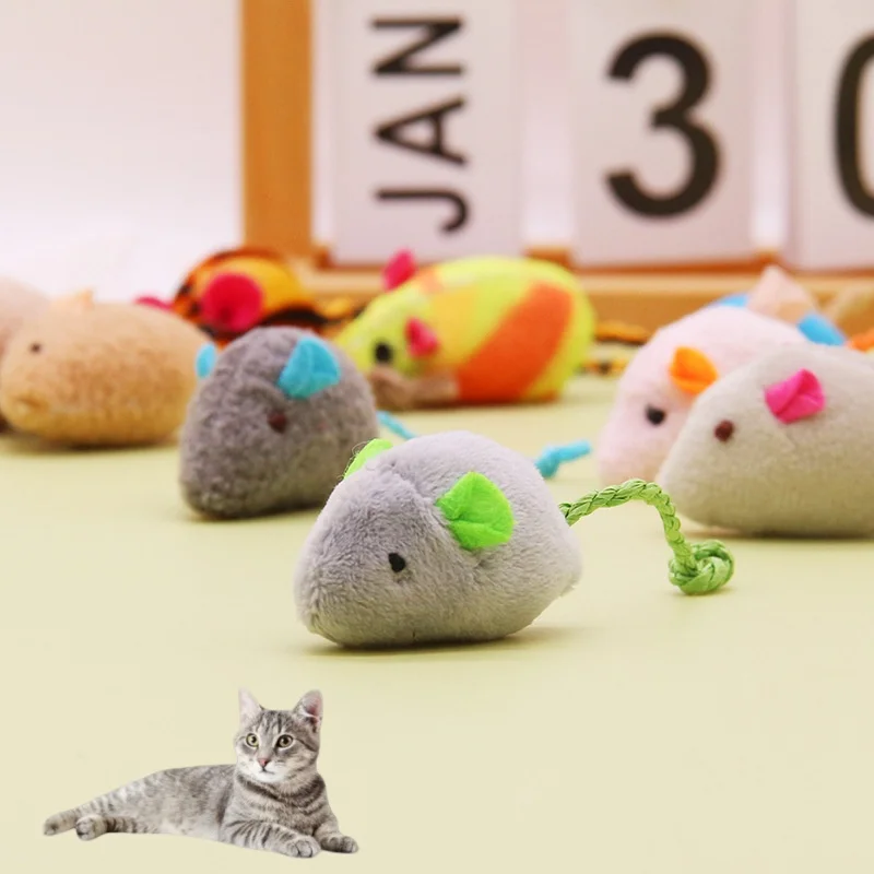 Симпатичная игрушечная кошка в форме мыши прочная плюшевая кошачья мята Интерактивная игрушка для жевания кошек