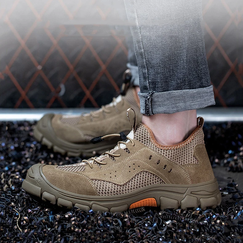 GOTAN Summer Breathable Functional Shoes Unisex Mesh Upper Safety Shoes for Men Anti-slip Work Boots