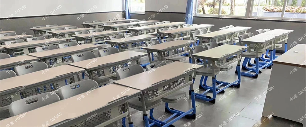 Environmentally friendly and durable school double desk school set