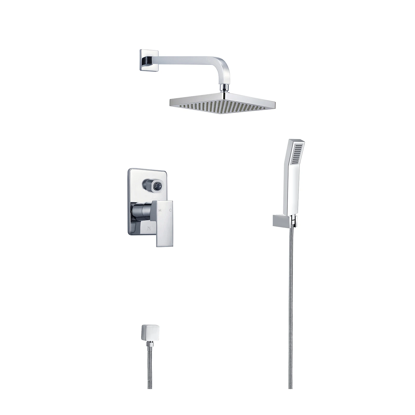Chrome Shower System 10 Inch Rain Shower Head with Handheld Spray Wall Mount Shower Combo Set