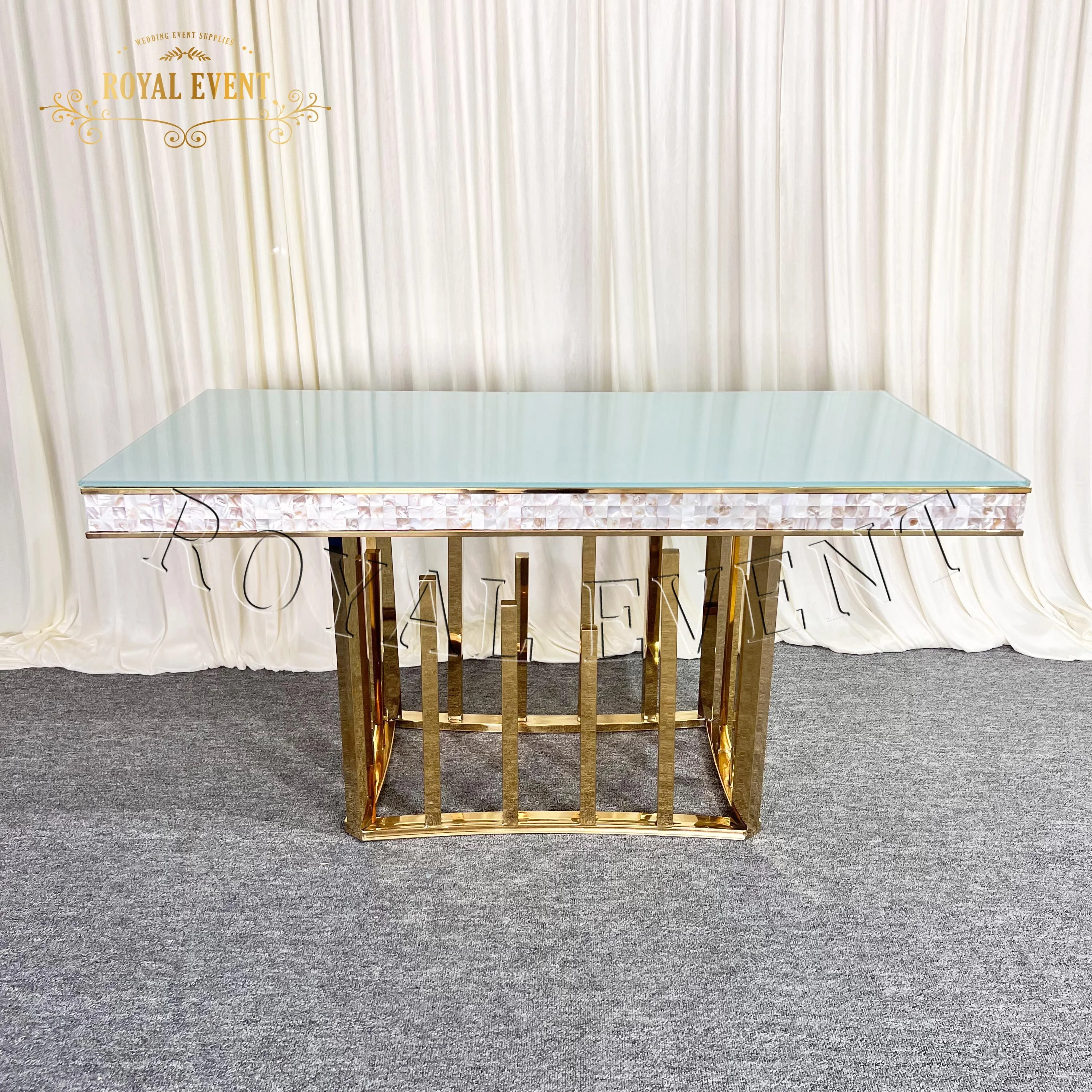 Fashion Furniture Stainless Steel Console Table Luxury Wedding Dining Table For Rental