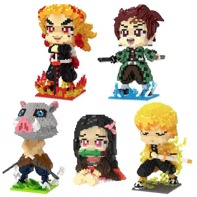 Anime Children s Building Block Set - Tanjirou Nezuko Zenitsu Kyoujurou Building Toys Kids Gift