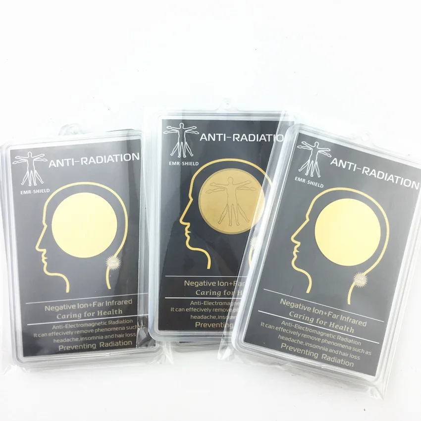 Mobile Phone Anti Radiation Sticker Custom 24k Gold Foil Sticker Round Quantum Shield box package 5G Wifi Blocker