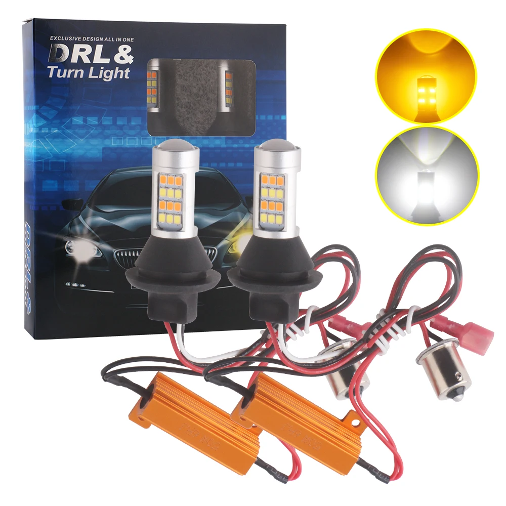 Car LED light p21w 42smd 1156 ba15s turn signal brake light white/amber 12V LED