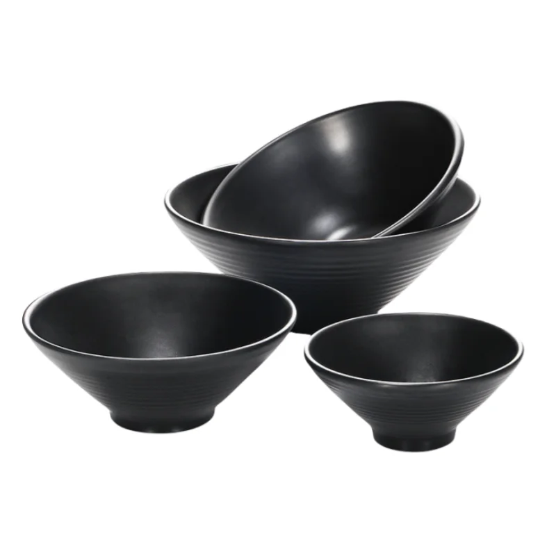 Durable Household Japanese Ramen Bowl Matte Black Deep Melamine Ramen Noodle Bowls