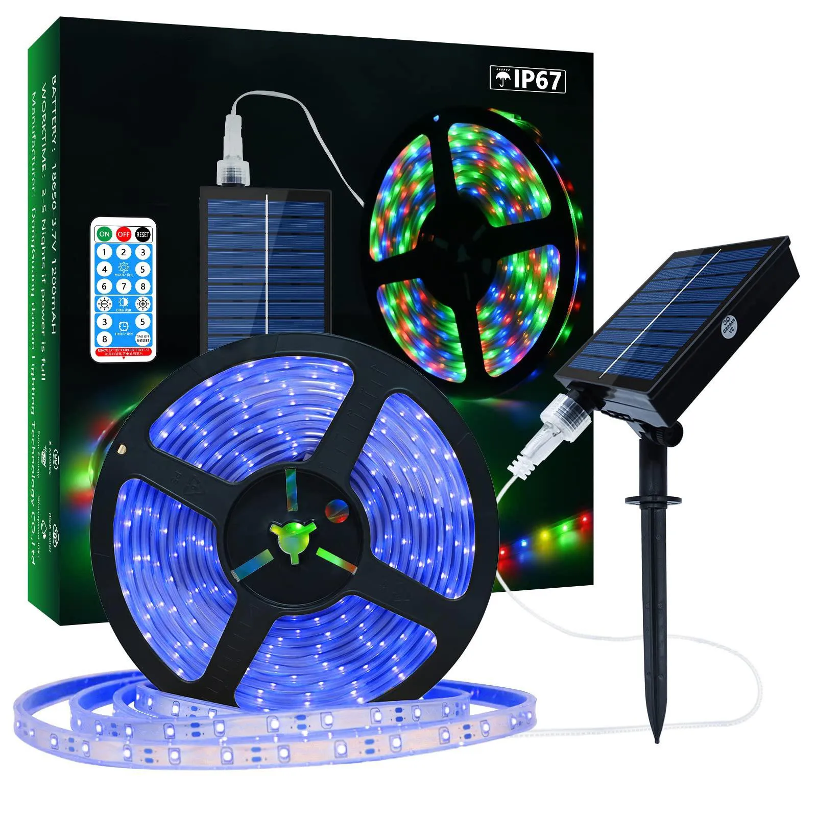 2835 Smart Running 5M 10M Blue Color Outdoor Solar Led Strip Light Waterproof for Garden Trees Christmas Party