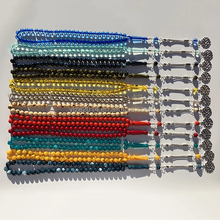 Muslim Tasbeeh 51 beads solid colored resin material metal tassel prayer beads Jewelry