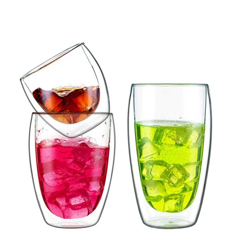 
650ml Large Capacity Glass Cup Water Tea Coffee Drinking Glass Tumbler Double Wall Cup 