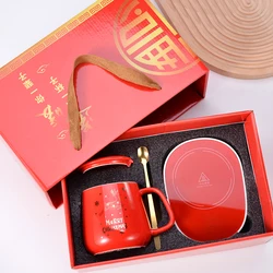 Christmas55 degree constant temperature ceramic Mug Coffee Cup with Heater smart thermal coasters Electric Mug warmer coffee cup