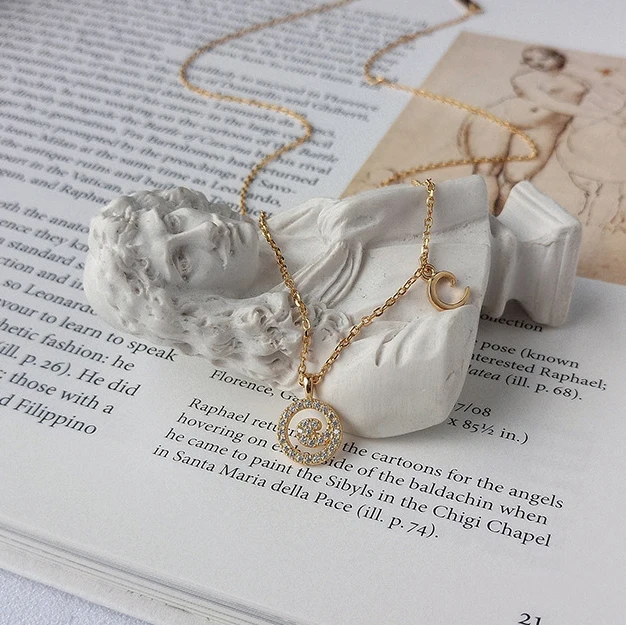 VIANRLA mini initial necklace 925 sterling silver initial letter pendant necklace gold initial necklace