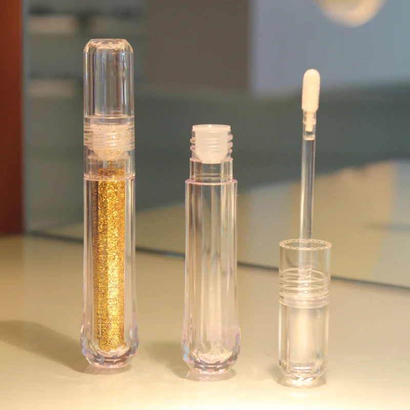 Transparent clear container acrylic cute empty lip gloss tube custom lipgloss packaging