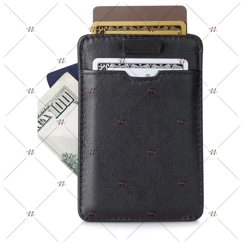 Handmade Men Slim RFID Blocking Card Holder Men Pull Tab Carbon Fiber Leather Credit Card Holder Wallet