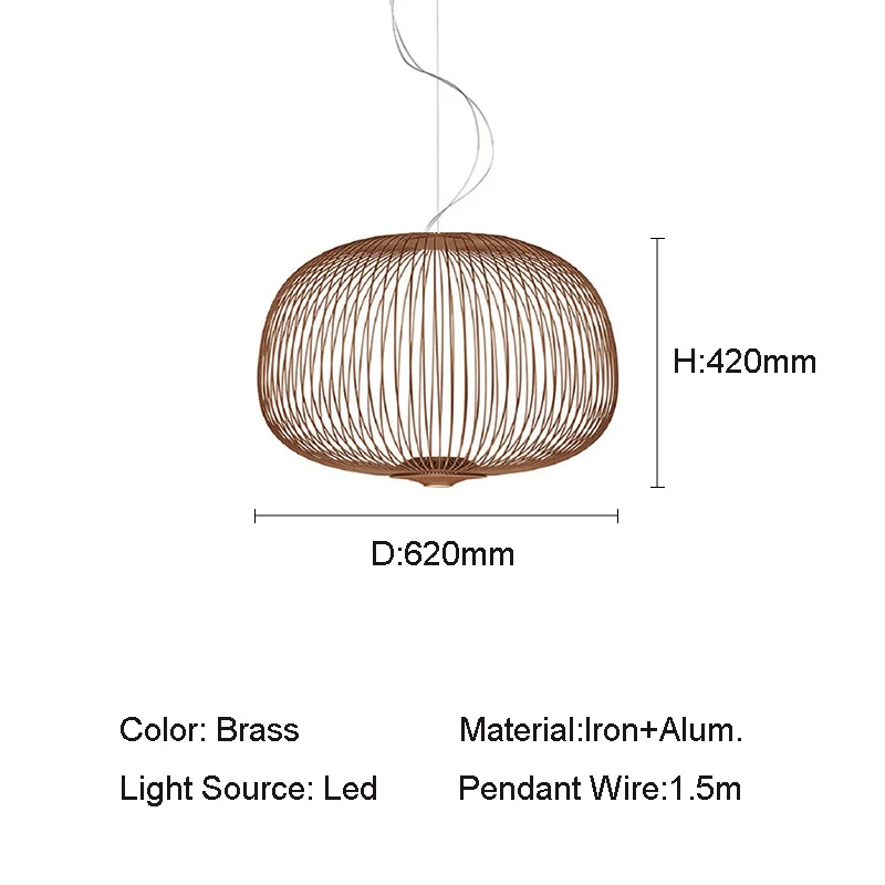 Simple Style Natural Material Birdcage Lampshade Iron Mesh Vintage Living Room Decorative Wicker Chandeliers Pendant Lights