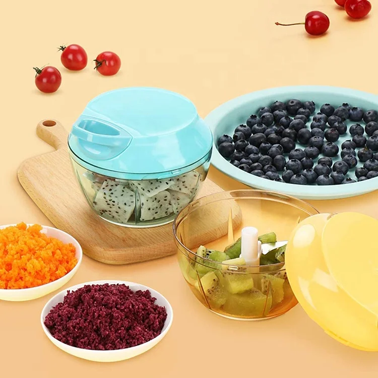 500ml Portable Onion Chopper Plastic Mincer Pull String Manual Slicer for Vegetables Fruits Garlic
