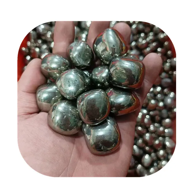 Bulk wholesale 20-30mm crystals healing gemstone natural gold pyrite tumbled stones for gift