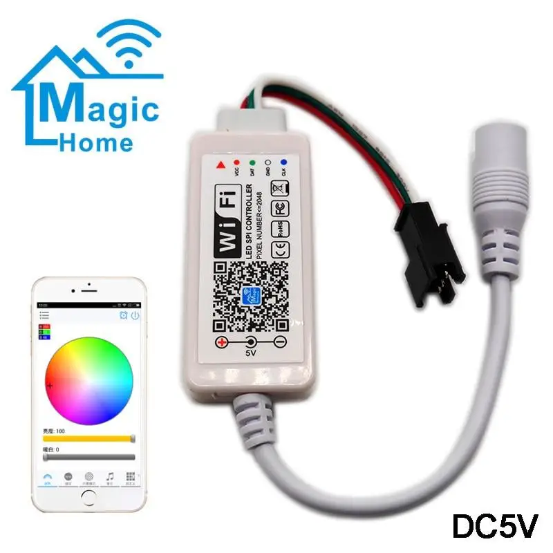 Контроллер magic home wifi spi для WS2812B sk6812 ws2813 sk9822 APA102 Светодиодная лента dream color 5 в постоянного тока