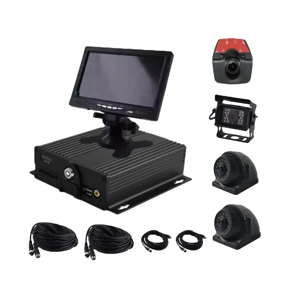 Dual SD Card MDVR H.264 4CH Vehicle Surveillance Kit 1080P AHD Mobile DVR for BUS Truck with Camera