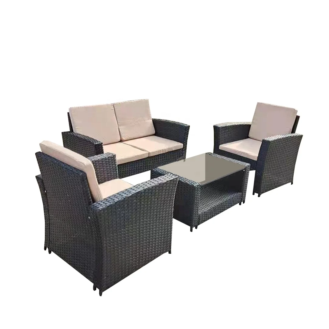 [Ready goods Ready to ship] 4pcs Wicker Talking Garden Sofa Set