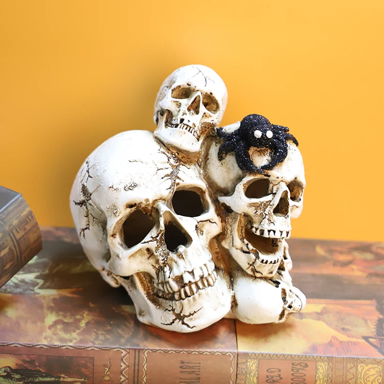 Halloween Decoration Supplies Human Skull Head Statue Ghost Resin Crafts Skeleton Head Skull Sculpture Halloween Home Decor