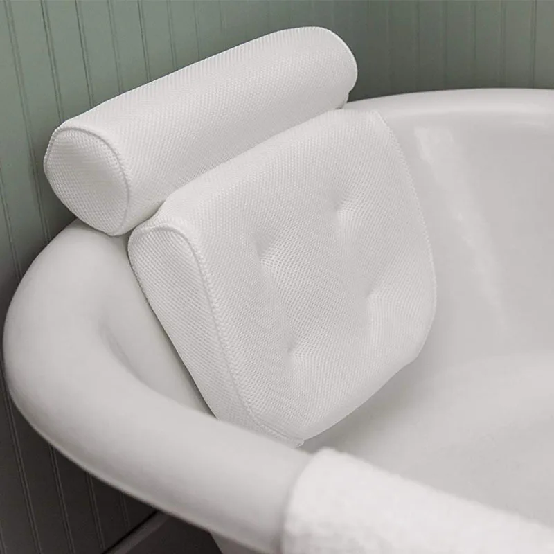 Non Slip SPA Bath Pillow with Suction Cups Bath Tub Neck Back Support Headrest Pillows Thickened Home Cushion Bathroom Accersory
