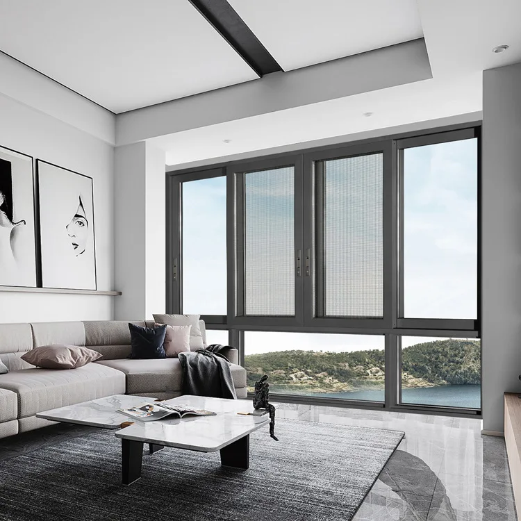 Best selling  sliding folding window terrace glazing soundproof aluminum windows sliding balcony large glass window