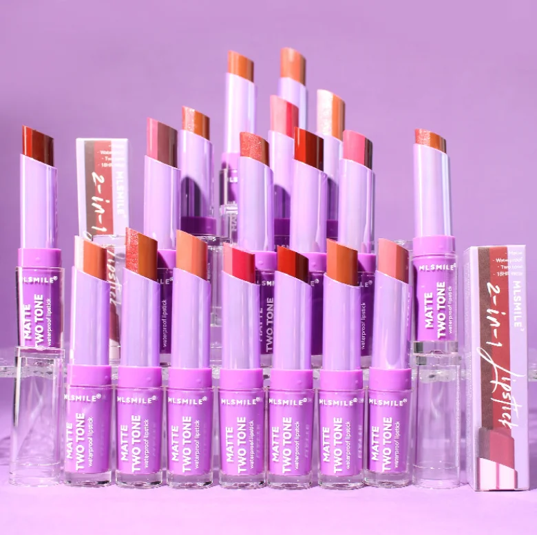 new 8 color waterproof lipstick double color  lips gloss cruelty free lip gloss velvet lipstick