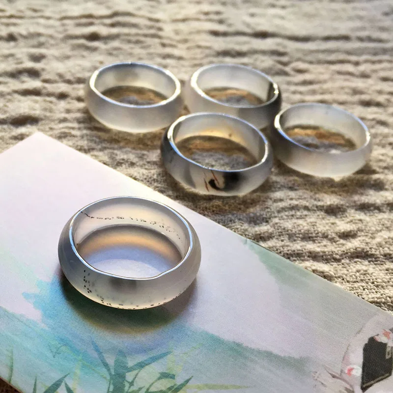 Xunbei Wholesale White Feng Shui Nature Ice Jade Stone Rings For Women