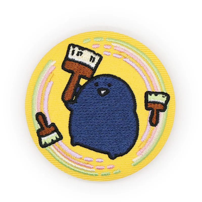 wholesale 50MM Colorful Plush Custom embroidery Applique Fabric Blazer Pocket Embroidered Badge