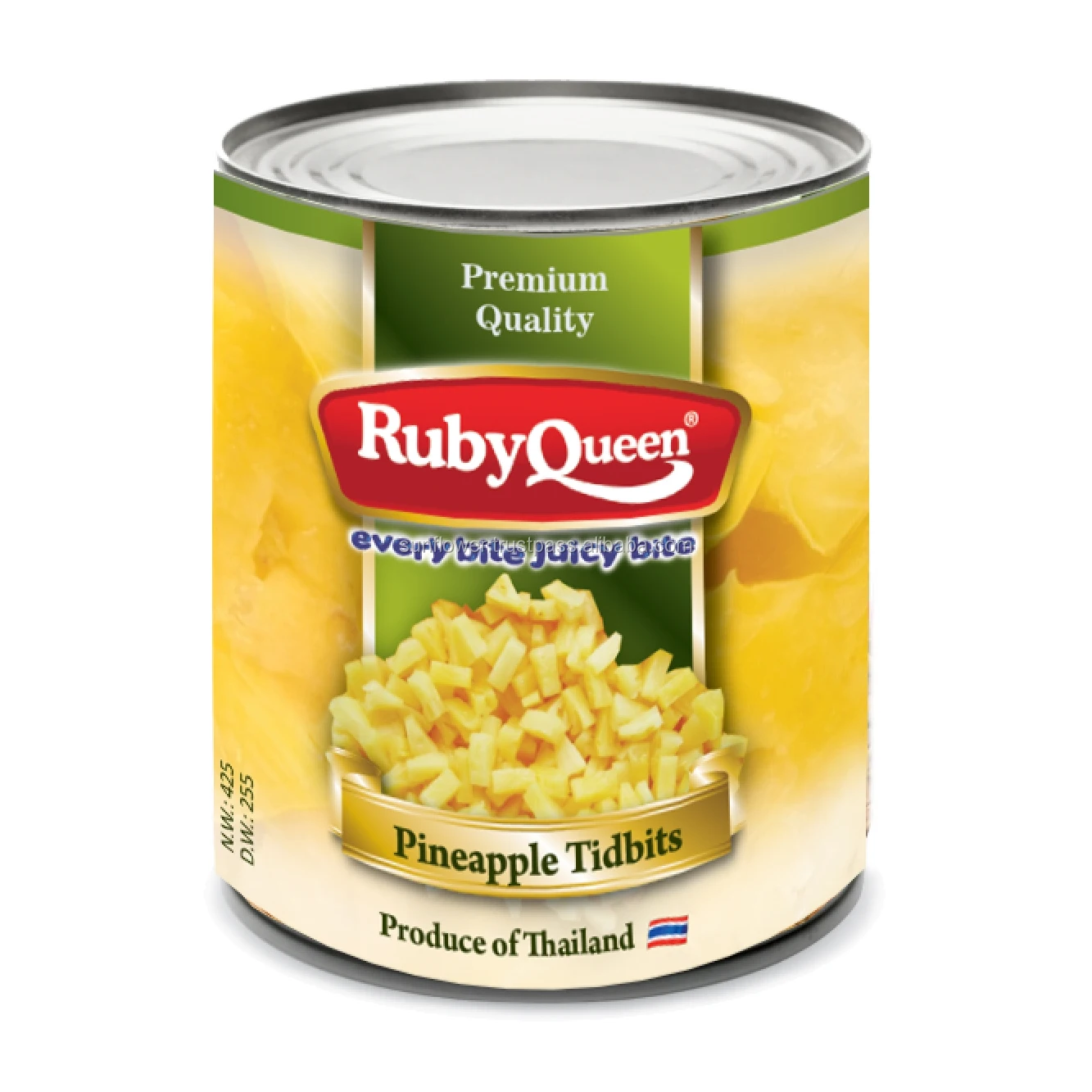 
Canned Thai Pineapple Chunks, Tidbits in Light Syrup Premium Quality 